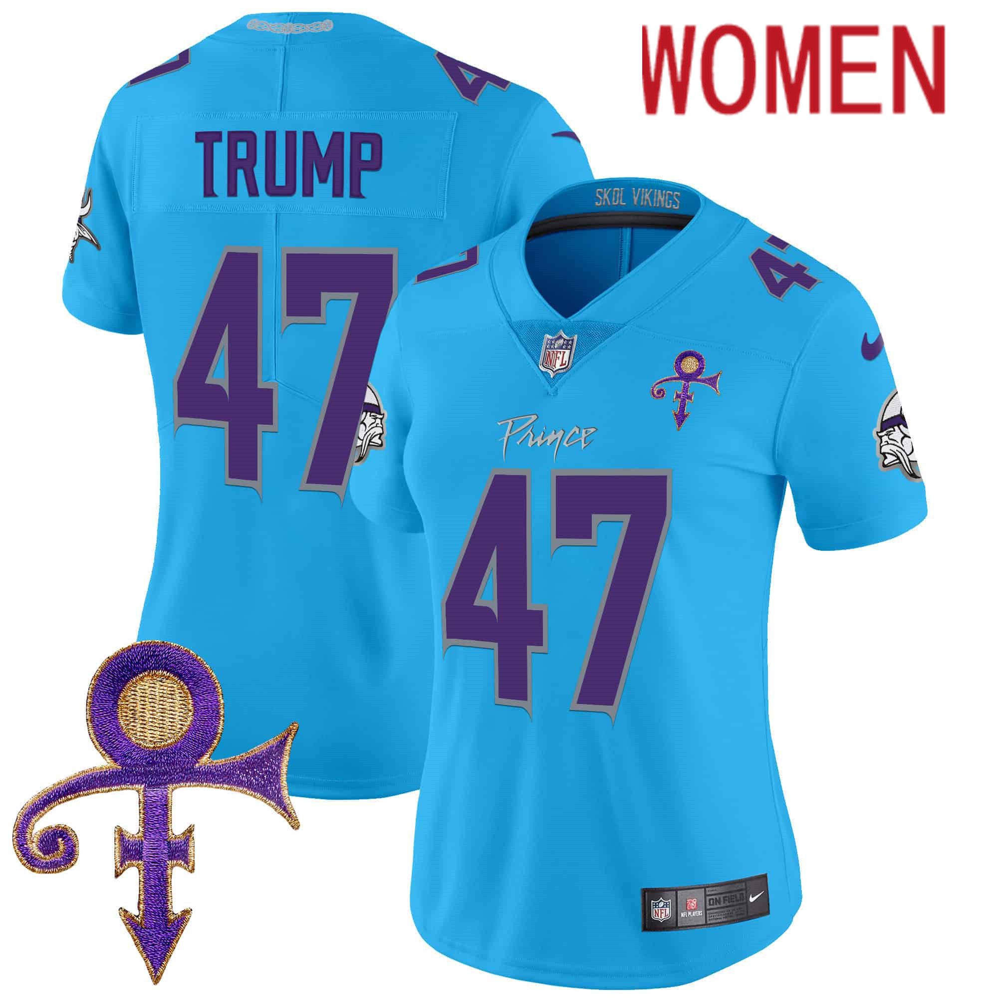 Women Minnesota Vikings 47 Trump Light Blue 2024 Nike Prince Vapor Limited NFL Jersey